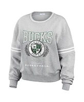 Wear by Erin Andrews Women's Heather Gray Milwaukee Bucks French Terry Pullover Sweatshirt