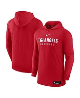 Nike Men's Heather Red Los Angeles Angels Authentic Collection Tri-Blend Performance Pullover Hoodie