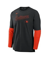 Nike Men's Black/Orange Baltimore Orioles Authentic Collection Lightweight Player Tri-Blend Performance Pullover Sweatshirt