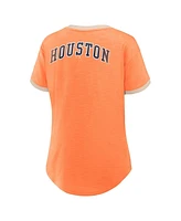 Fanatics Women's Orange Houston Astros Binge Worthy Stadium Slub V-Neck T-Shirt