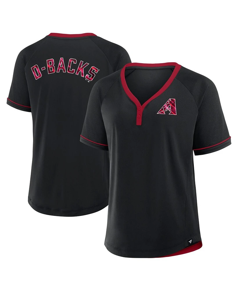 Fanatics Women's Black Arizona Diamondbacks League Diva Star Raglan V-Neck Top