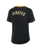 Fanatics Women's Black Pittsburgh Pirates League Diva Star Raglan V-Neck T-Shirt