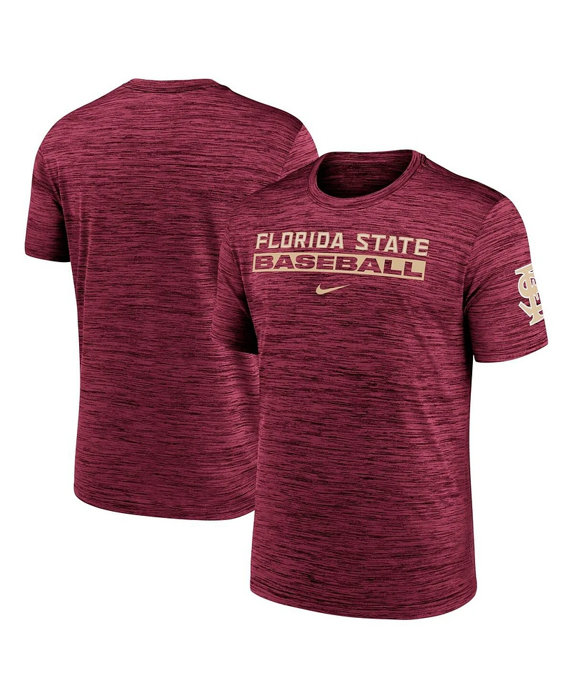 Nike Men's Garnet Florida State Seminoles Velocity Baseball Wordmark Stack Performance T-Shirt