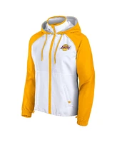Fanatics Women's White/Gold Los Angeles Lakers Anorak Raglan Full-Zip Hoodie Jacket