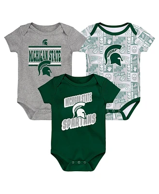 Outerstuff Newborn Green Michigan State Spartans Sunday Comics Bodysuit 3-Pack