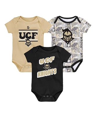 Outerstuff Newborn Gold/Black Ucf Knights Sunday Comics Bodysuit 3-Pack