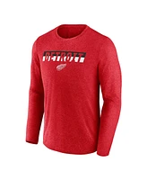 Fanatics Men's Heather Red Detroit Wings Transition Long Sleeve T-Shirt