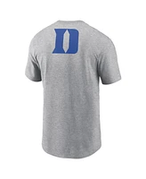 Nike Men's Heather Gray Duke Blue Devils Campus 2-Hit Primary Mascot T-Shirt