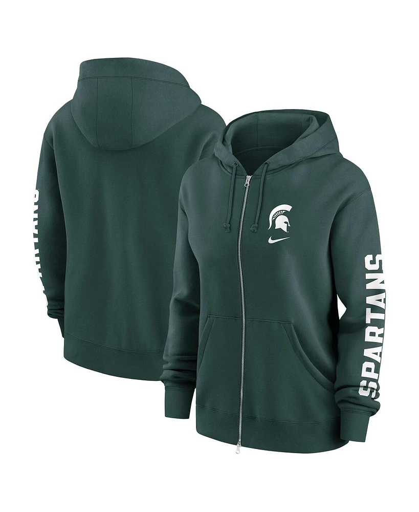 Nike Women's Green Michigan State Spartans Oversize Lockup Phoenix Full-Zip Hoodie Jacket