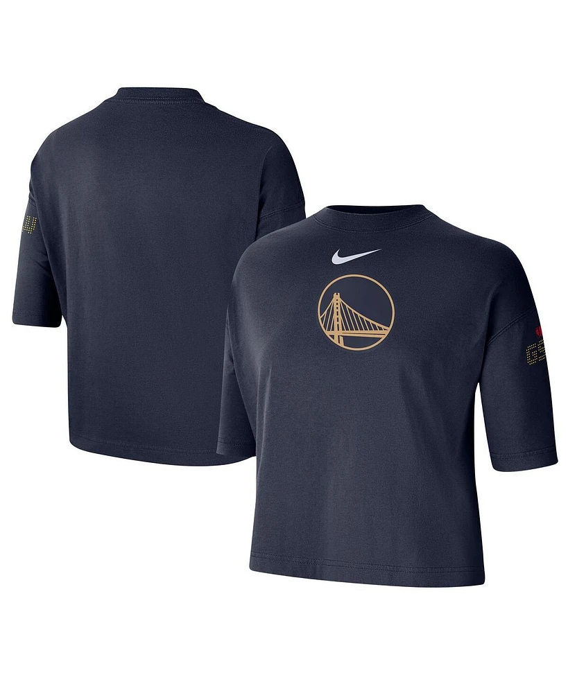 Nike Women's Navy Golden State Warriors 2024/25 City Edition Courtside Boxy T-Shirt
