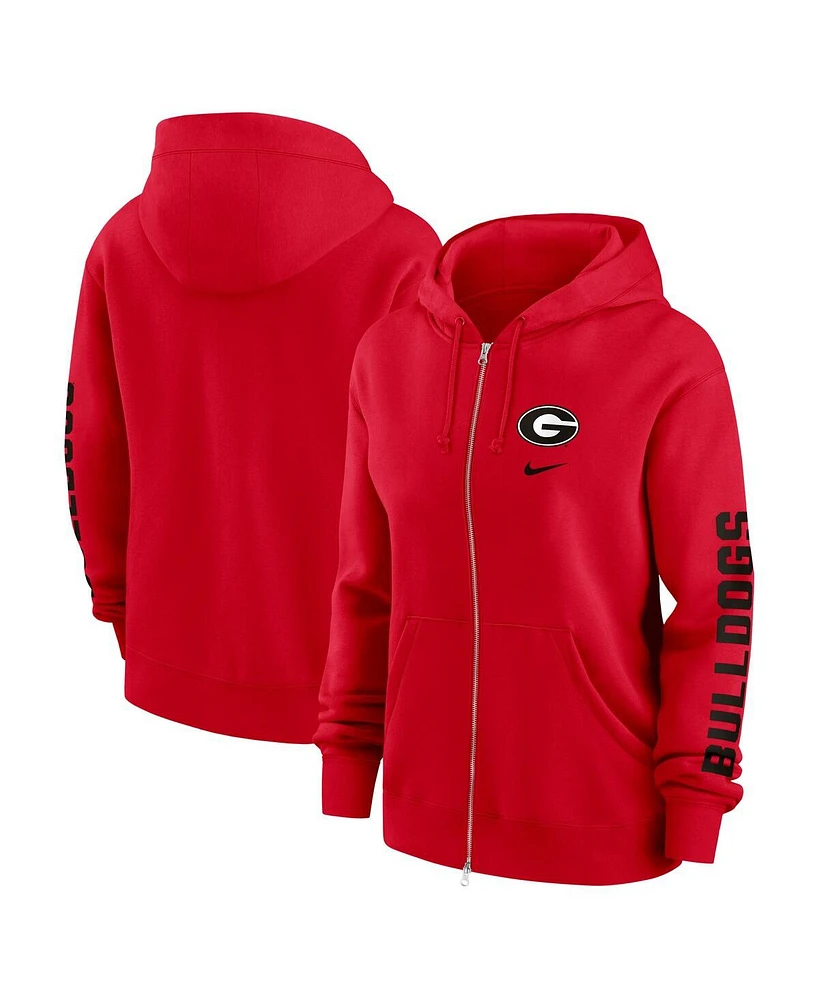 Nike Women's Red Georgia Bulldogs Oversize Lockup Phoenix Full-Zip Hoodie Jacket