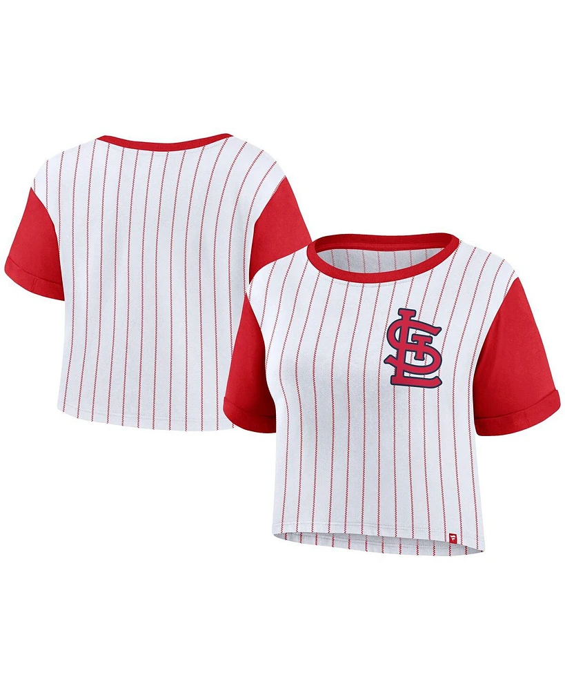 Fanatics Women's White/Red St. Louis Cardinals Large Logo Cropped T-Shirt
