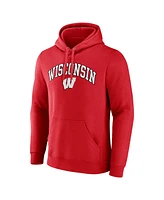 Fanatics Men's Red Wisconsin Badgers Arched Logo Pullover Hoodie