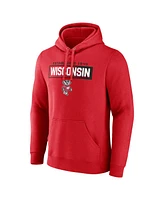 Fanatics Men's Red Wisconsin Badgers Iconic Fleece Down The Field Pullover Hoodie