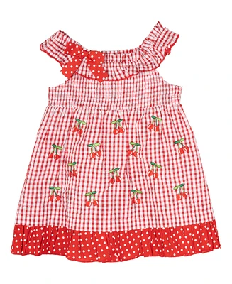 Rare Editions Baby Girls Cherry Seersucker Dress