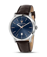 Maserati Men's Date Brown Leather Watch, 42mm
