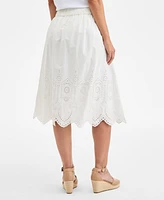 Style & Co Petite Cotton Eyelet-Hem Skirt, Exclusively at Macy's