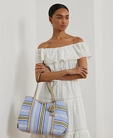 Lauren Ralph Lauren Striped Twill Extra-Large Emerie Tote