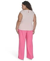 Calvin Klein Plus Placed-Floral Sleeveless Top