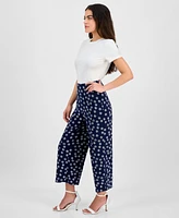 Anne Klein Women's Printed Pull-On Cropped Pants