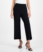 Ak Anne Klein Petite Mid-Rise Cropped Wide-Leg Pants