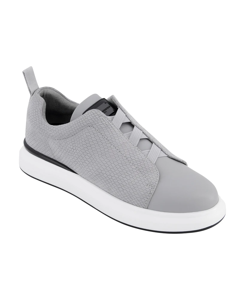 Karl Lagerfeld Paris Men's Front Crossed Reptile Print Slip On Sneakers