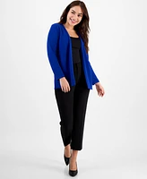 Anne Klein Petite Long-Sleeve Buckle-Closure Cardigan