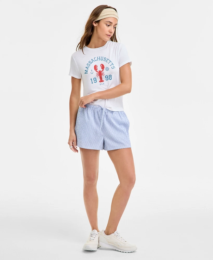 Hippie Rose Juniors' Striped Drawstring Shorts