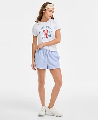 Hippie Rose Juniors' Striped Drawstring Shorts
