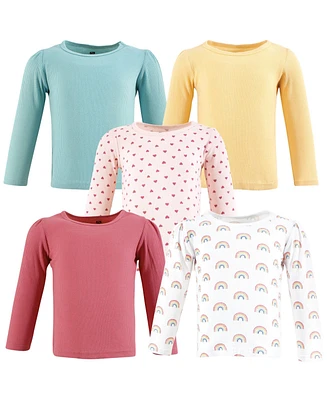 Hudson Baby Girls Thermal Long Sleeve Tees 5pk, Creative Rainbows, 18-24 Months