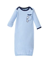 Luvable Friends Baby Boys Cotton Gowns, Airplane, Preemie/Newborn