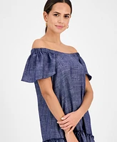 Robbie Bee Women's Square-Neck Short-Sleeve Shift Dress