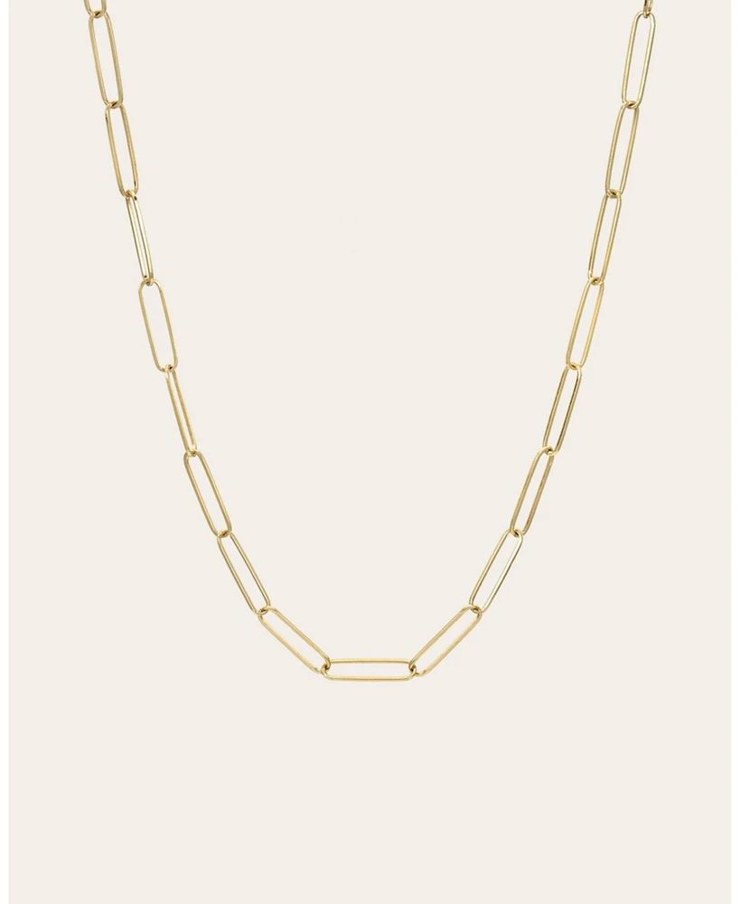 14k Gold Paper Clip Chain Necklace