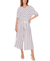 Sam & Jess Petite Chevron-Striped Tie-Hem Top