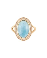Adornia Fine Larimar Halo Ring 14k gold vermeil