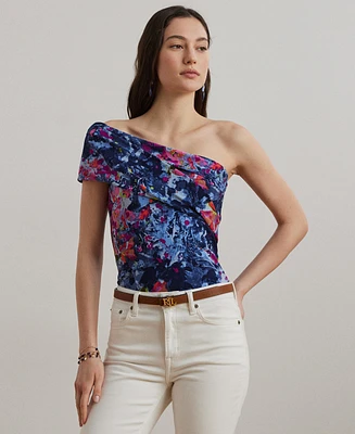 Lauren Ralph Women's Print Stretch Jersey One-Shoulder Top