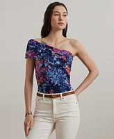 Lauren Ralph Women's Print Stretch Jersey One-Shoulder Top