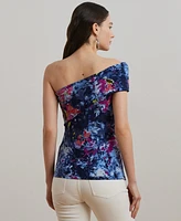 Lauren Ralph Women's Print Stretch Jersey One-Shoulder Top