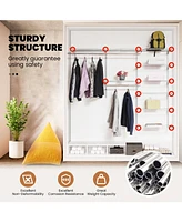 Adjustable Closet Organizer Kit with Shelves and Hanging Rods for 4 to 6 Feet