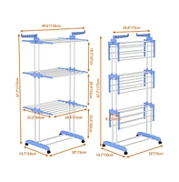 4-tier Folding Clothes Drying Rack with Rotatable Side Wings