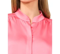 CeCe Women's Gathered 3/4-Sleeve Satin Blouse