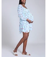 Motherhood Maternity Long Sleeve Front Tie Tiered Mini Dress