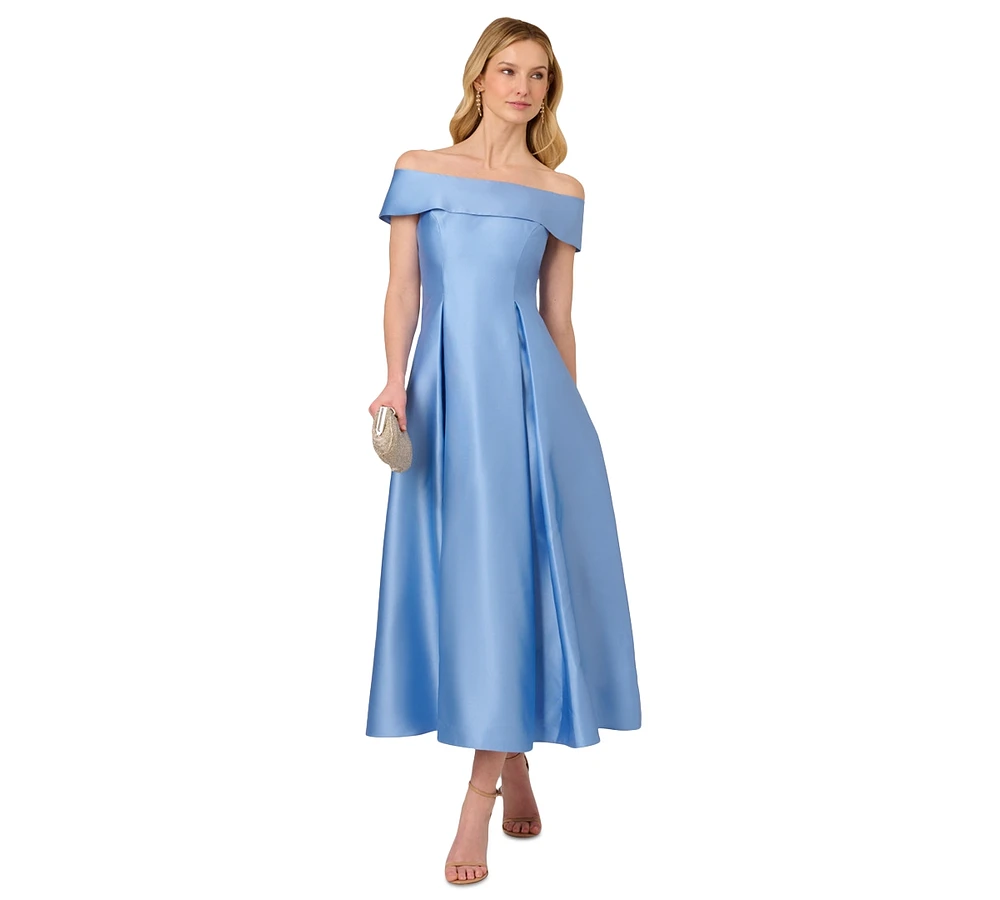 Adrianna Papell Women's Off-The-Shoulder Mikado Fit & Flare Dress