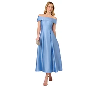 Adrianna Papell Women's Off-The-Shoulder Mikado Fit & Flare Dress