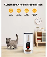 Automatic Cat Feeder, 4L Dog Food Dispenser with Stainless Steel Bowl, Timed Pet Feeder with Portion Control, Voice Recorder for Cat and Small Dogs, U