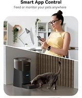 6L Automatic Cat Feeder, WiFi Automatic Dog Feeder with App Control for Remote Feeding, Automatic Cat Food Dispenser with Low Food Sensor and Voice Re