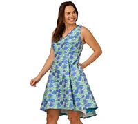 Adrianna Papell Plus Tulip Jacquard Sleeveless Dress