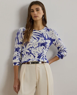 Lauren Ralph Women's Print Cable-Knit Cotton Sweater