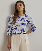 Lauren Ralph Women's Print Cable-Knit Cotton Sweater