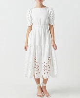 English Factory Women's Boat-Neck Linen Midi Dress